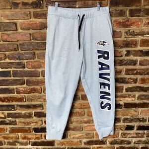 NFL Team Apparel Zubaz Gray Baltimore Ravens Jogger Sweatpants Men's Size Large